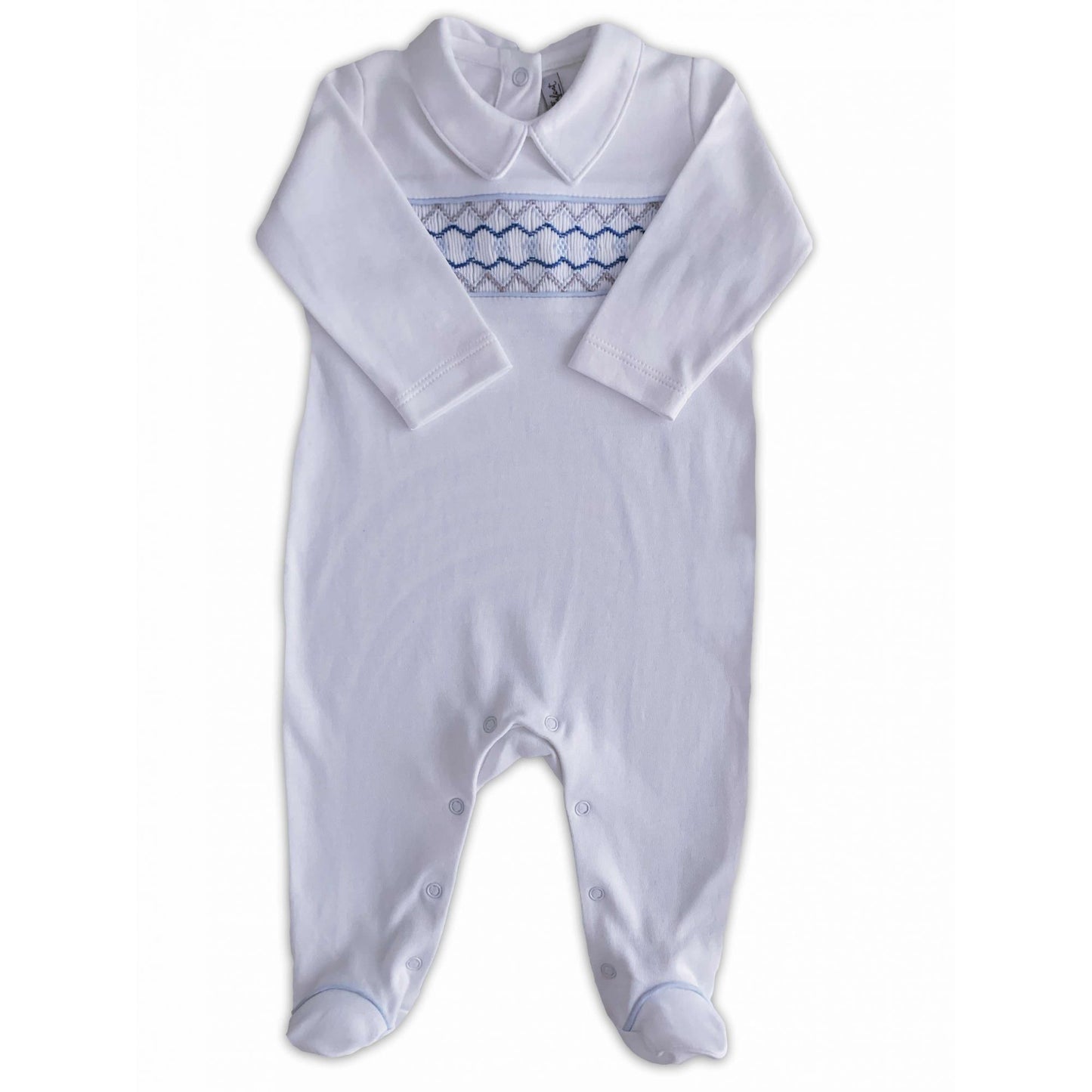 Macacão Smock Branco Menino - 100% Algodão Pima Peruano - MON ENFANT-Bébés et Petits
