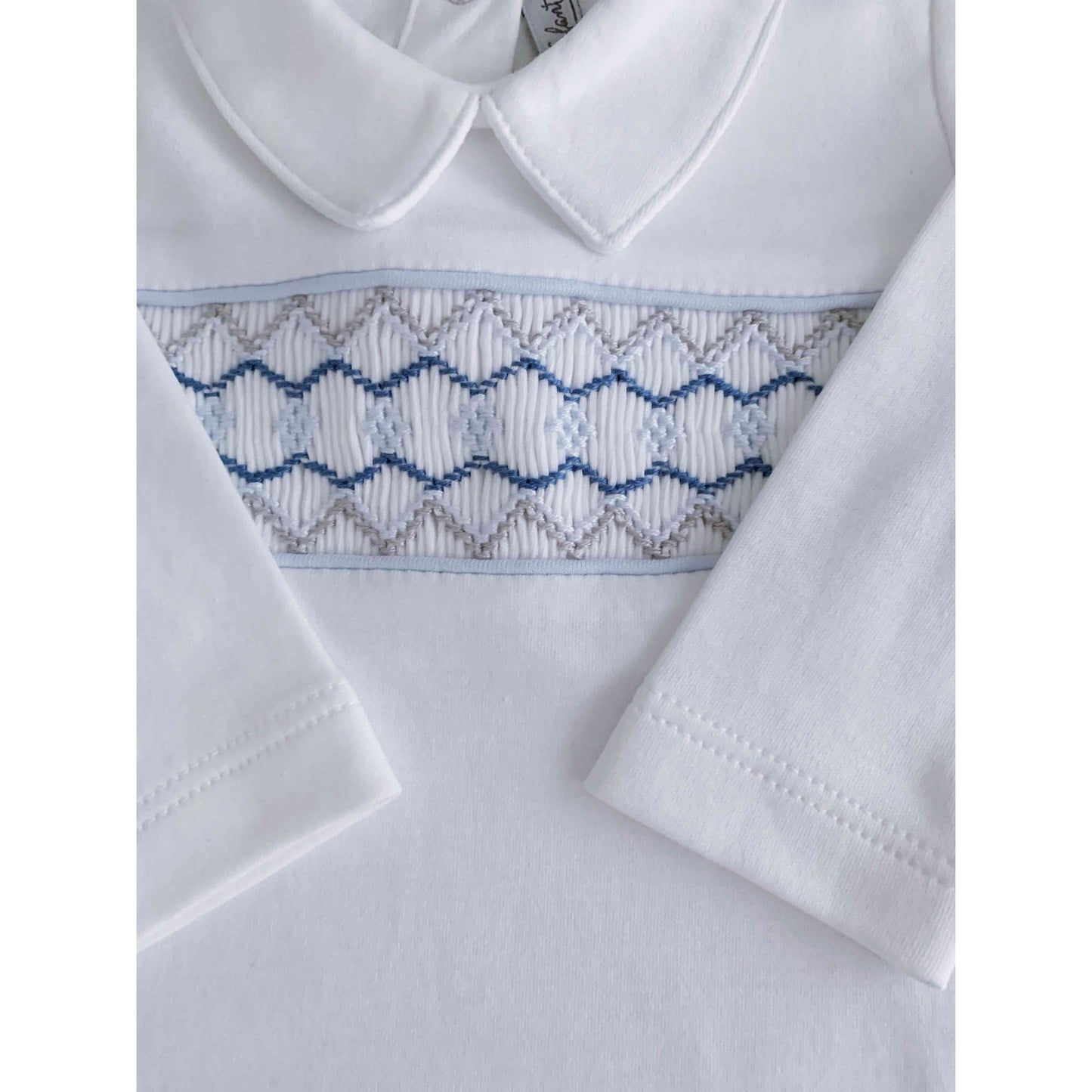 Macacão Smock Branco Menino - 100% Algodão Pima Peruano - MON ENFANT-Bébés et Petits