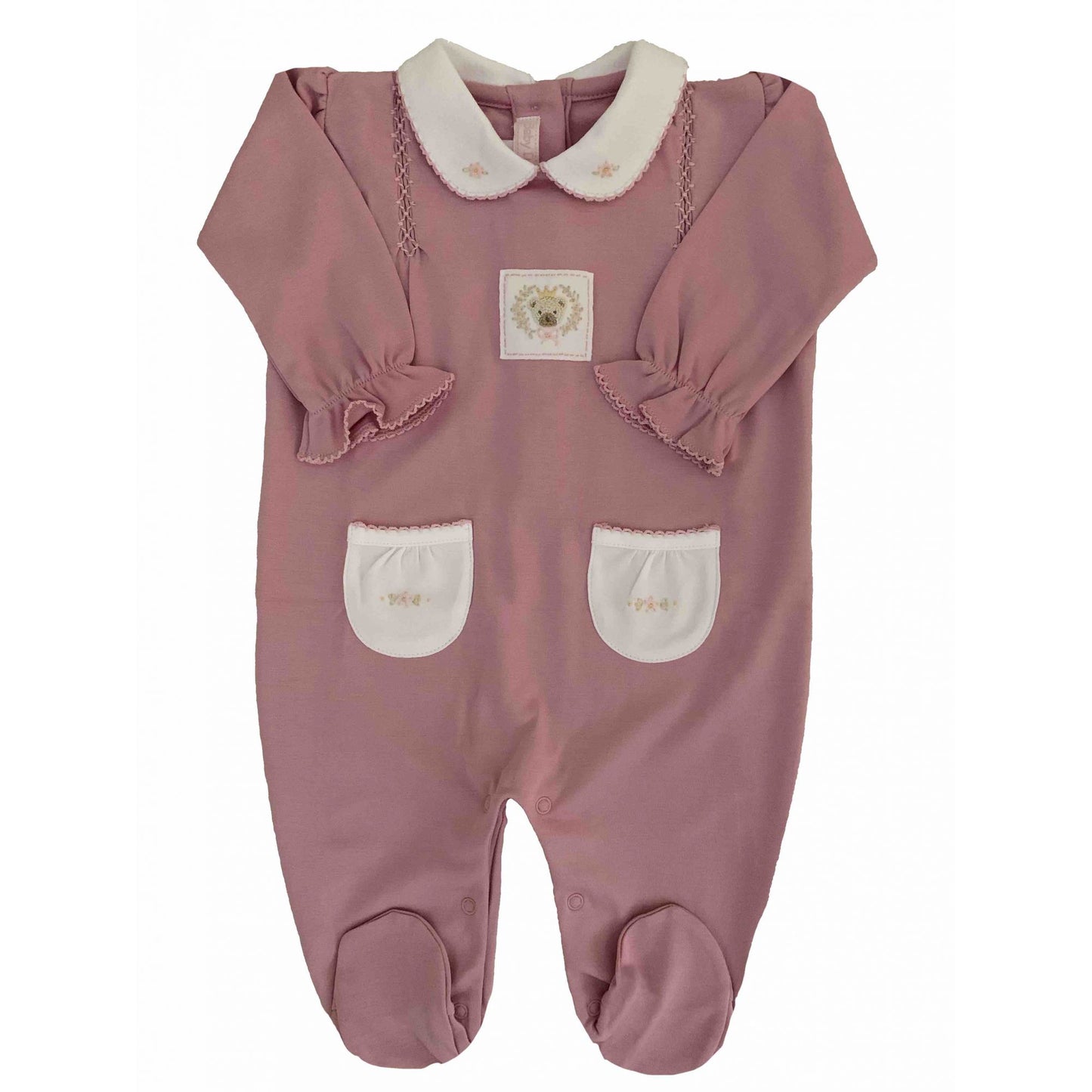 Macacão Menina Rosa Quartz Bordado à Mão - 100% Algodão Pima Peruano - MON ENFANT-Bébés et Petits