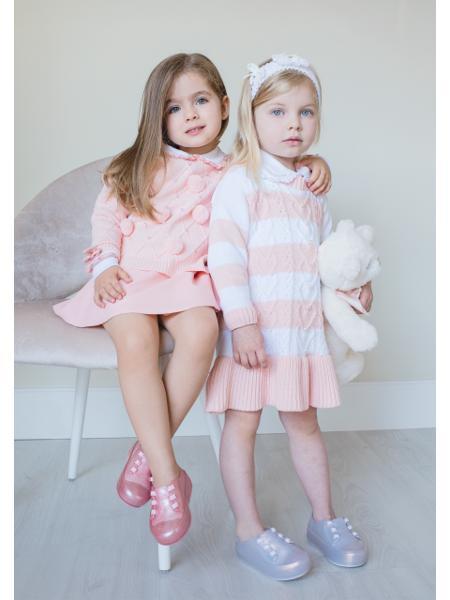 Vestido Trança Branco e Rosa Buque - MON ENFANT-Bébés et Petits
