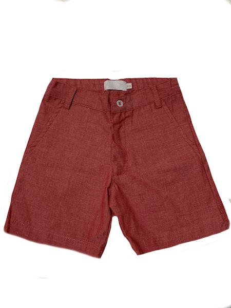 Bermuda Vermelha em Chambray - MON ENFANT-Bébés et Petits