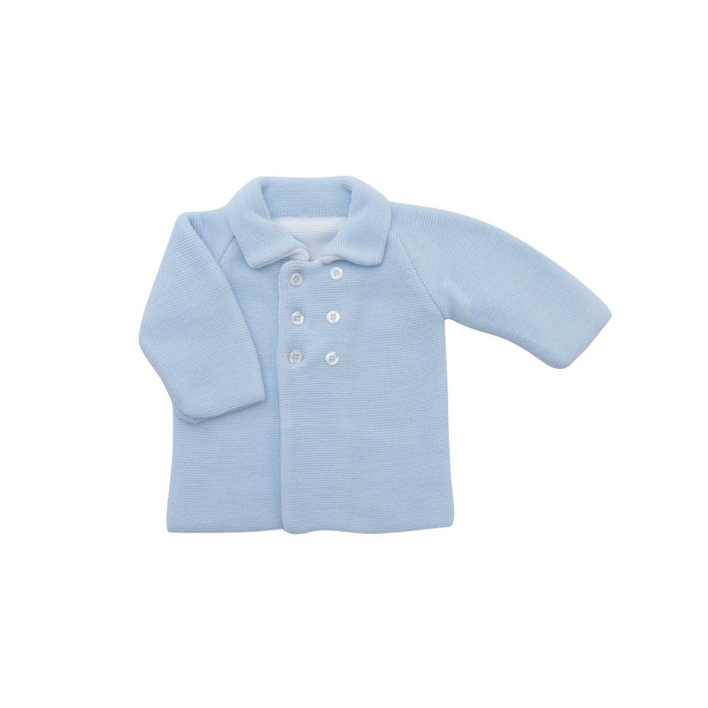 Casaco Ponto Inglês em Tricot Argentino - cor azul - MON ENFANT-Bébés et Petits