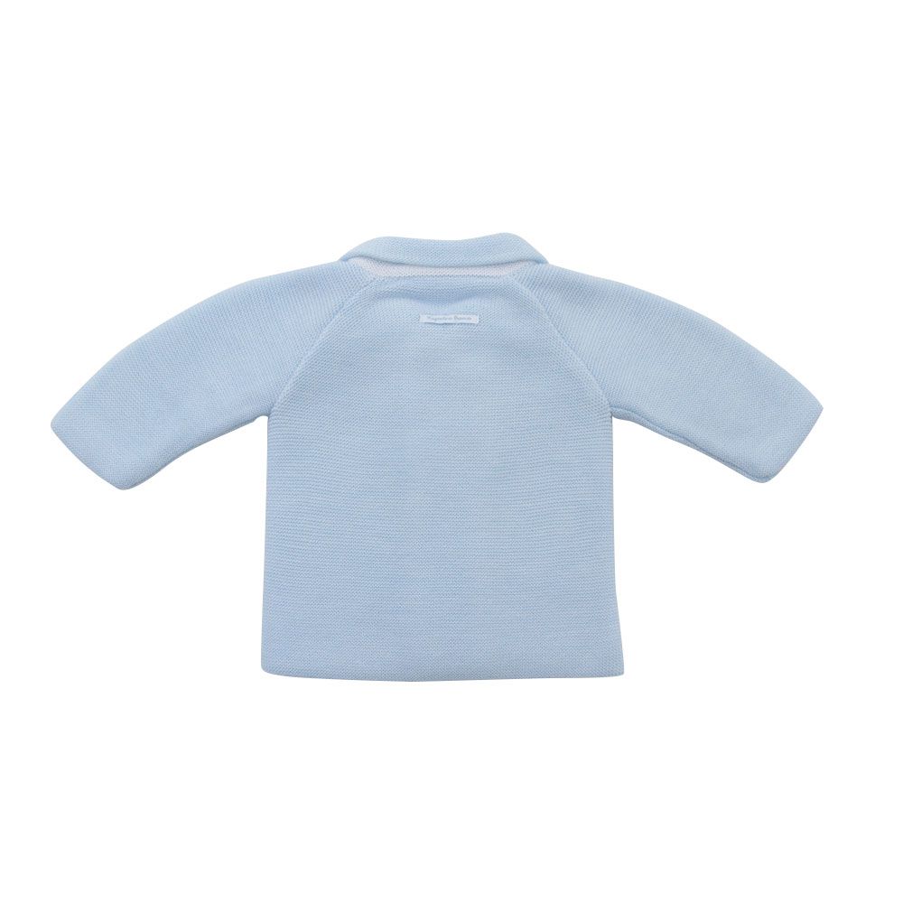 Casaco Ponto Inglês em Tricot Argentino - cor azul - MON ENFANT-Bébés et Petits