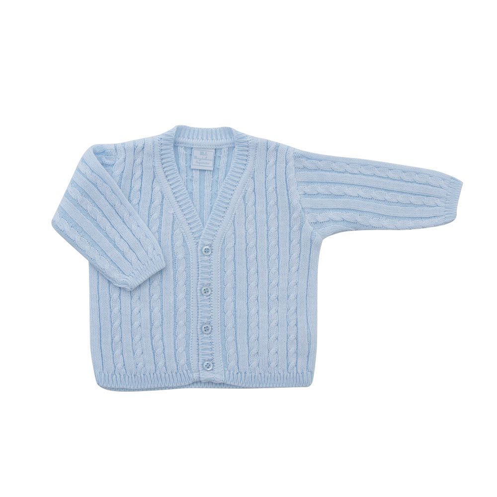 Cardigan Tranças em Tricot Argentino - cor azul - MON ENFANT-Bébés et Petits