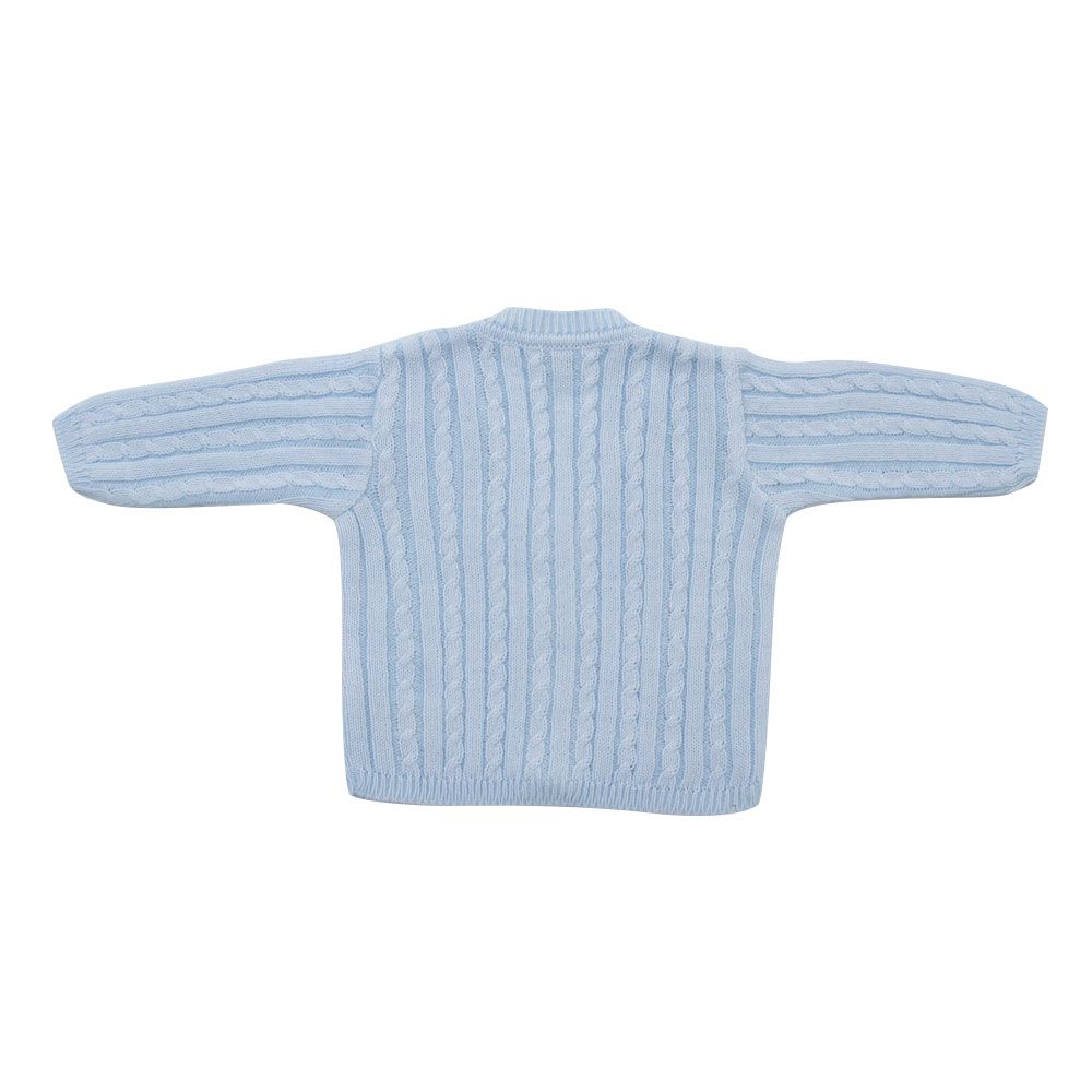 Cardigan Tranças em Tricot Argentino - cor azul - MON ENFANT-Bébés et Petits