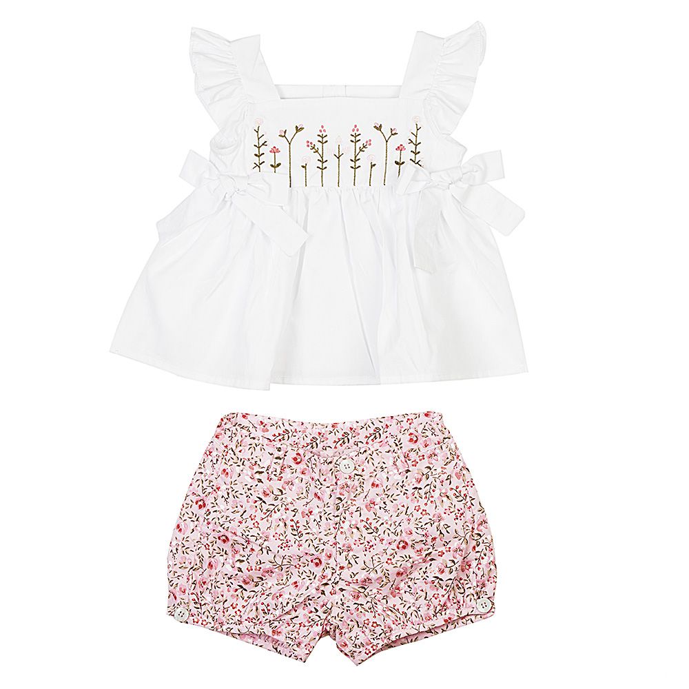 Conjunto Bata Bordada e Short Coleção Florença - MON ENFANT-Bébés et Petits
