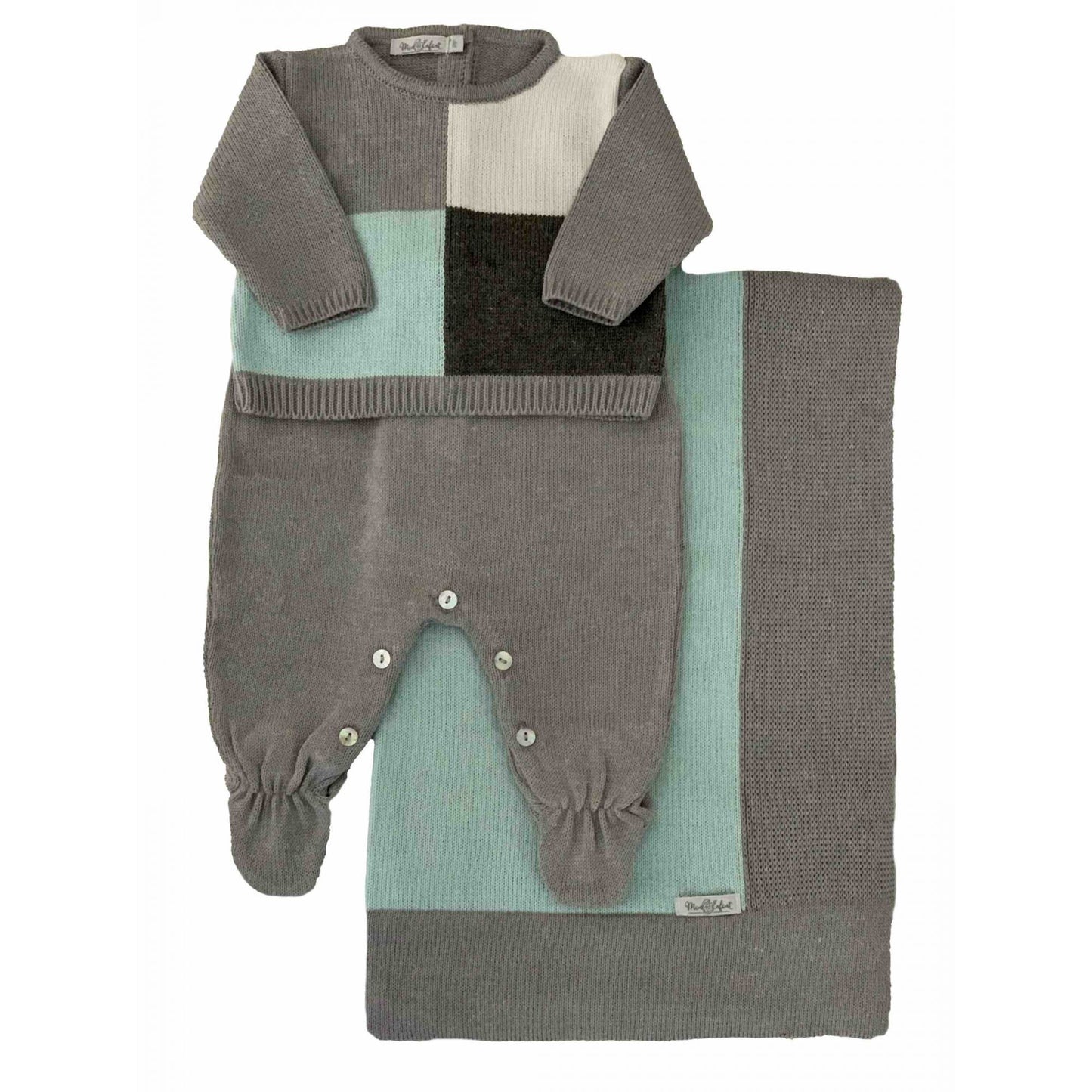Conjunto de Macacão e Cardigan em Tricot Visconde - MON ENFANT-Bébés et Petits