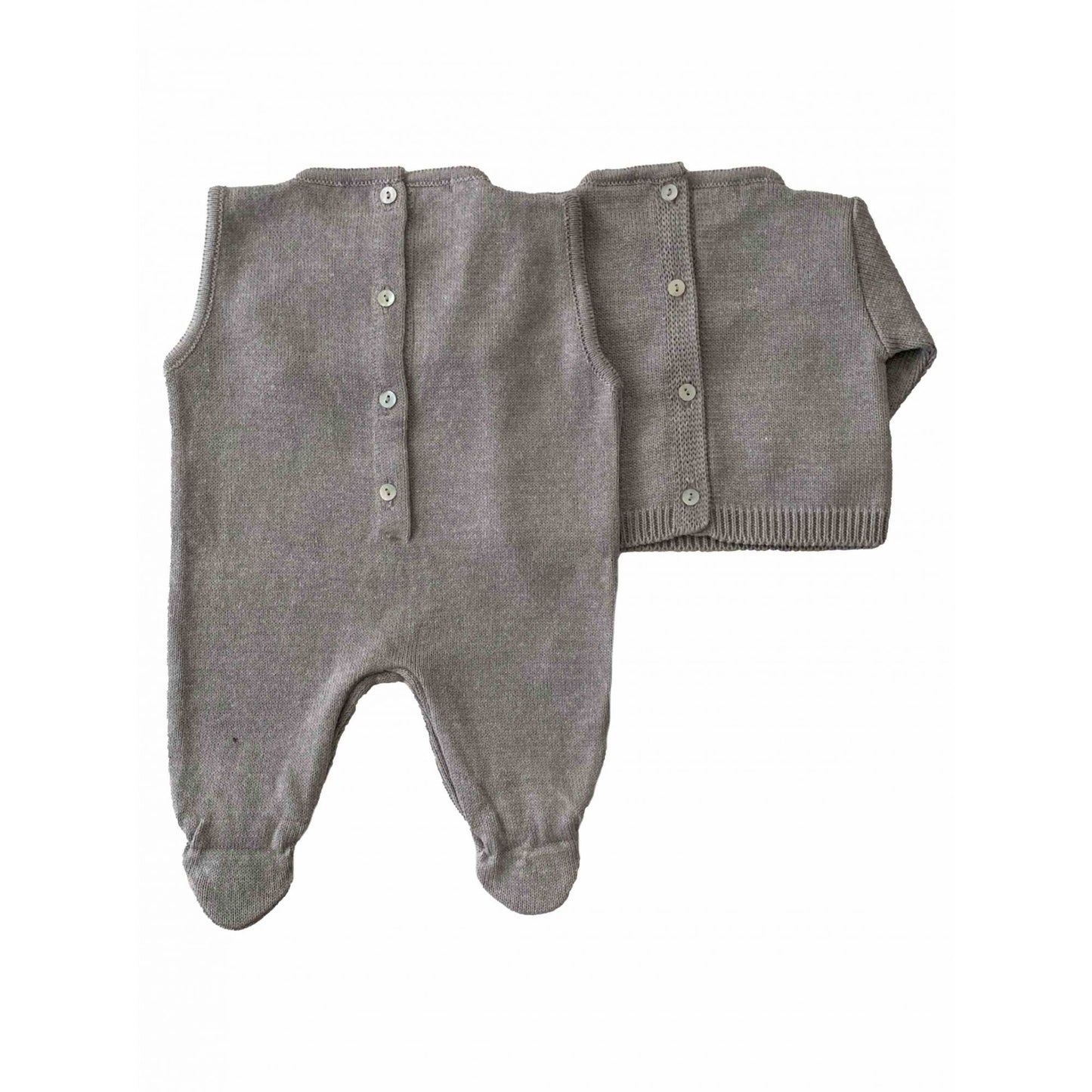 Conjunto de Macacão e Cardigan em Tricot Visconde - MON ENFANT-Bébés et Petits