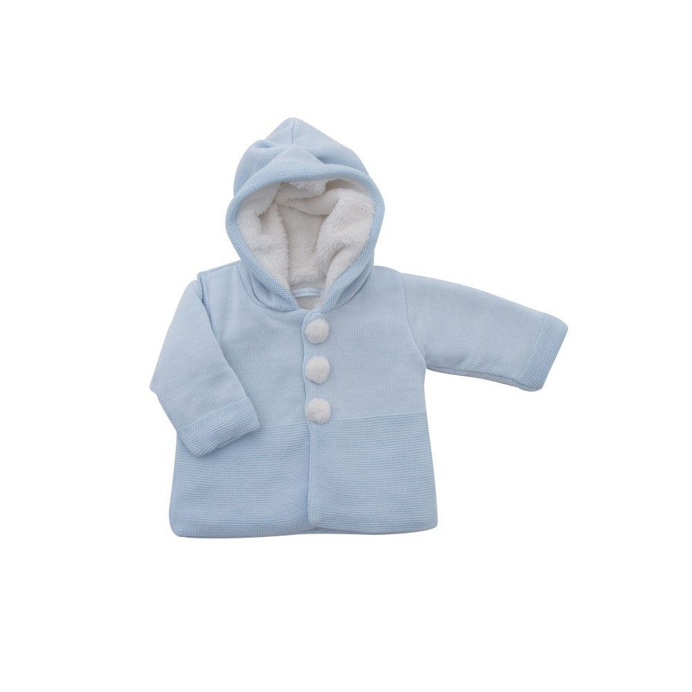Casaco Forrado de Pêlo em Tricot Argentino - cor azul - MON ENFANT-Bébés et Petits