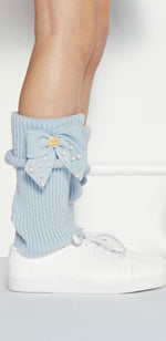 Polaina Azul Pastel com Pérolas - Petit Chérie Collection