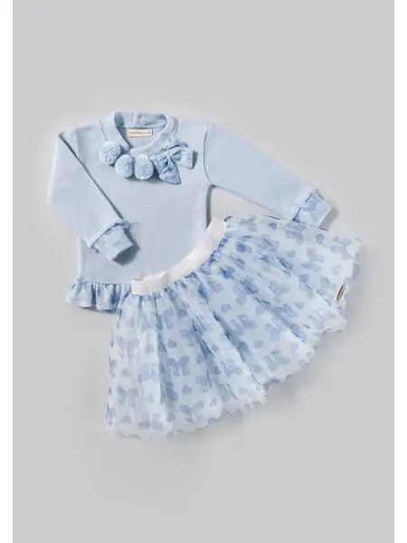 Saia Tule Corações Azul Pastel - Bébés Collection - MON ENFANT-Bébés et Petits