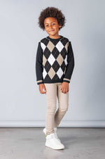 Suéter em Tricot Escocês Preto - Linha Kids Nino