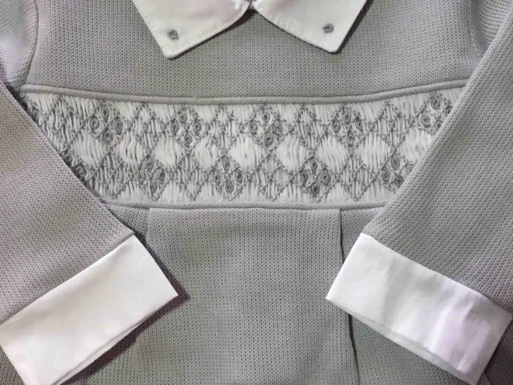 Macacão Cinza Smock Nino - 100% Algodão Pima Peruano - MON ENFANT-Bébés et Petits