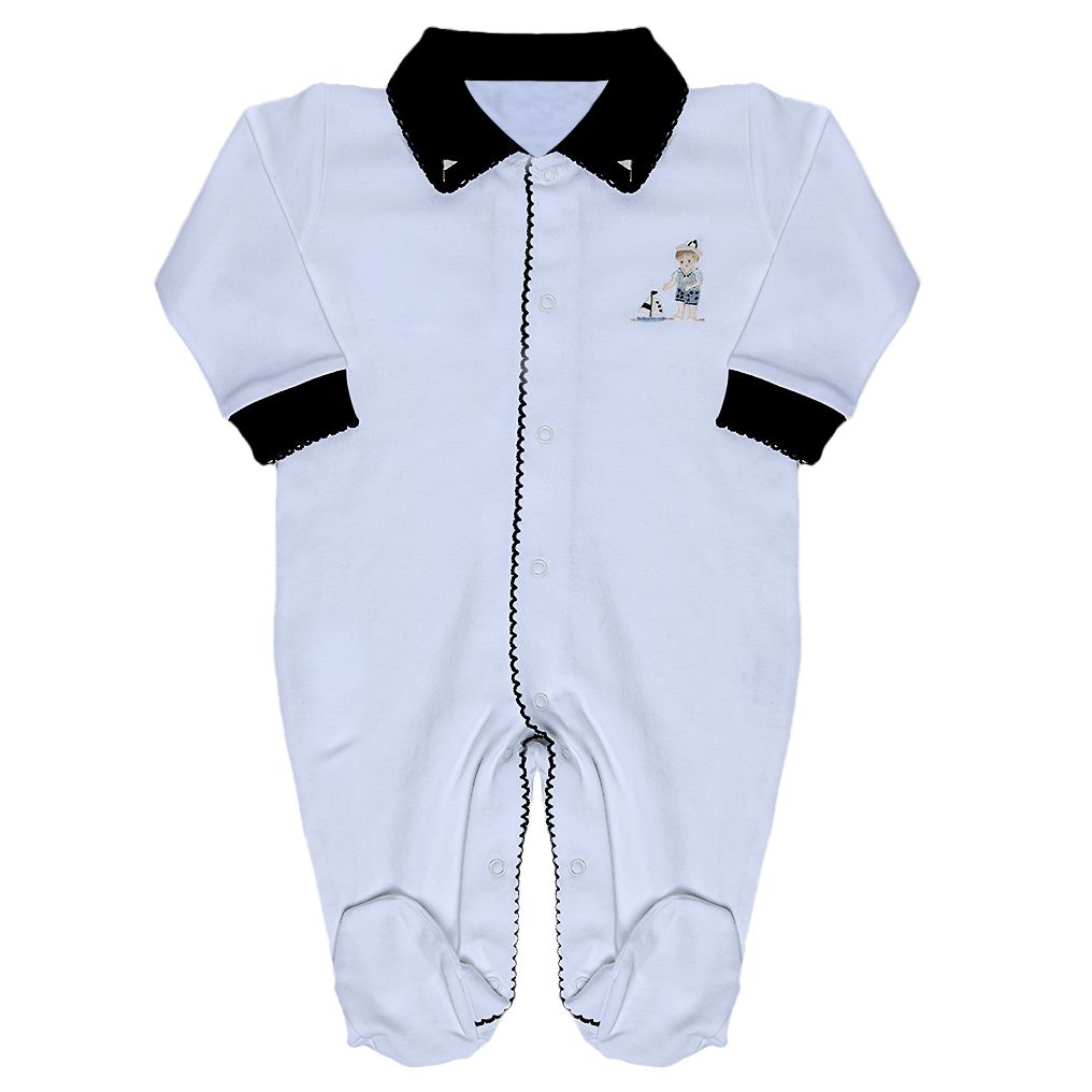 Macacão Nino Bordado à Mão - 100% Algodão Pima Peruano - MON ENFANT-Bébés et Petits