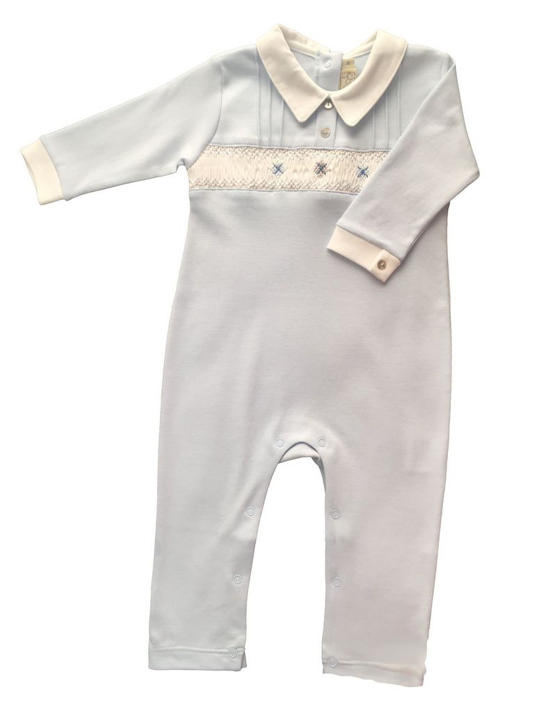 Macacão sem pés Smock Celeste Nino - 100% Algodão Pima Peruano - MON ENFANT-Bébés et Petits