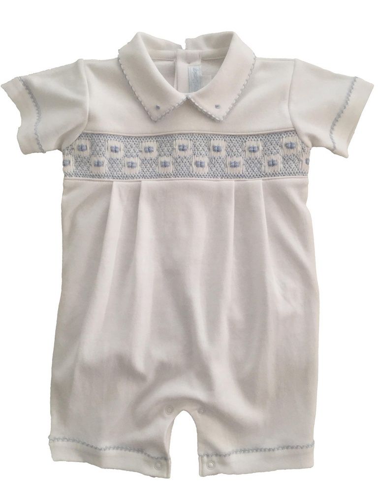 Romper Smock Celeste Nino - 100% Algodão Pima Peruano - MON ENFANT-Bébés et Petits