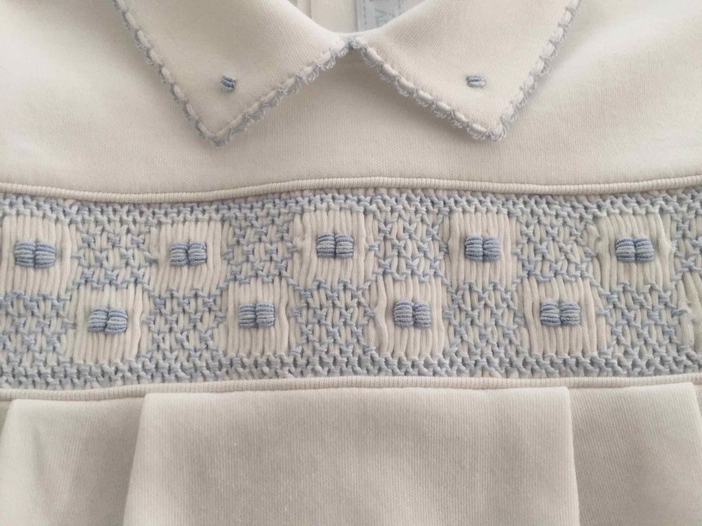 Romper Smock Celeste Nino - 100% Algodão Pima Peruano - MON ENFANT-Bébés et Petits